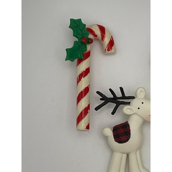 4 pc Lot Christmas Brooches Snowman, Candy Cane, Reindeer, Owl - Picture 3 of 11